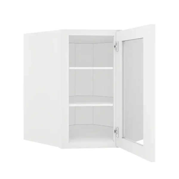 Glass Door Diagonal Corner Wall Cabinet - 24"W x 30"H