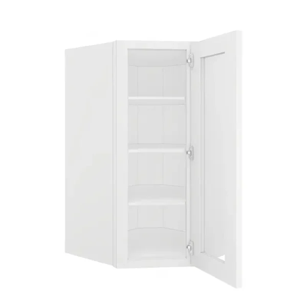 Glass Door Diagonal Corner Wall Cabinet - 24"W x 42"H